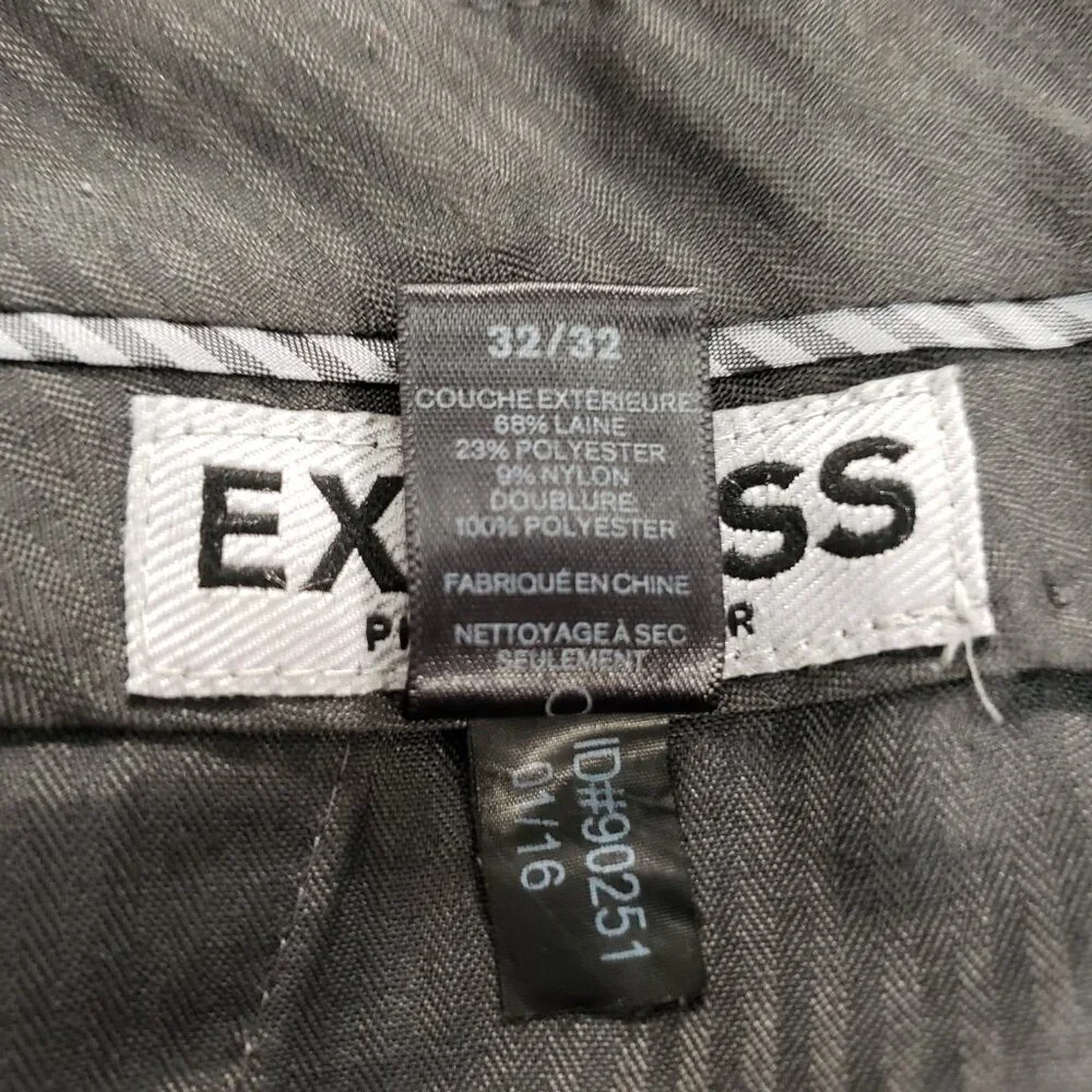 Express Men’s Photographer Gray Dress Pants 32x30 Wool Blend Slim Fit